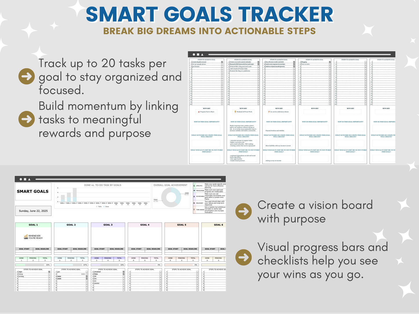 π― SMART Task Tracker- All-in-one Actionable Vision Board